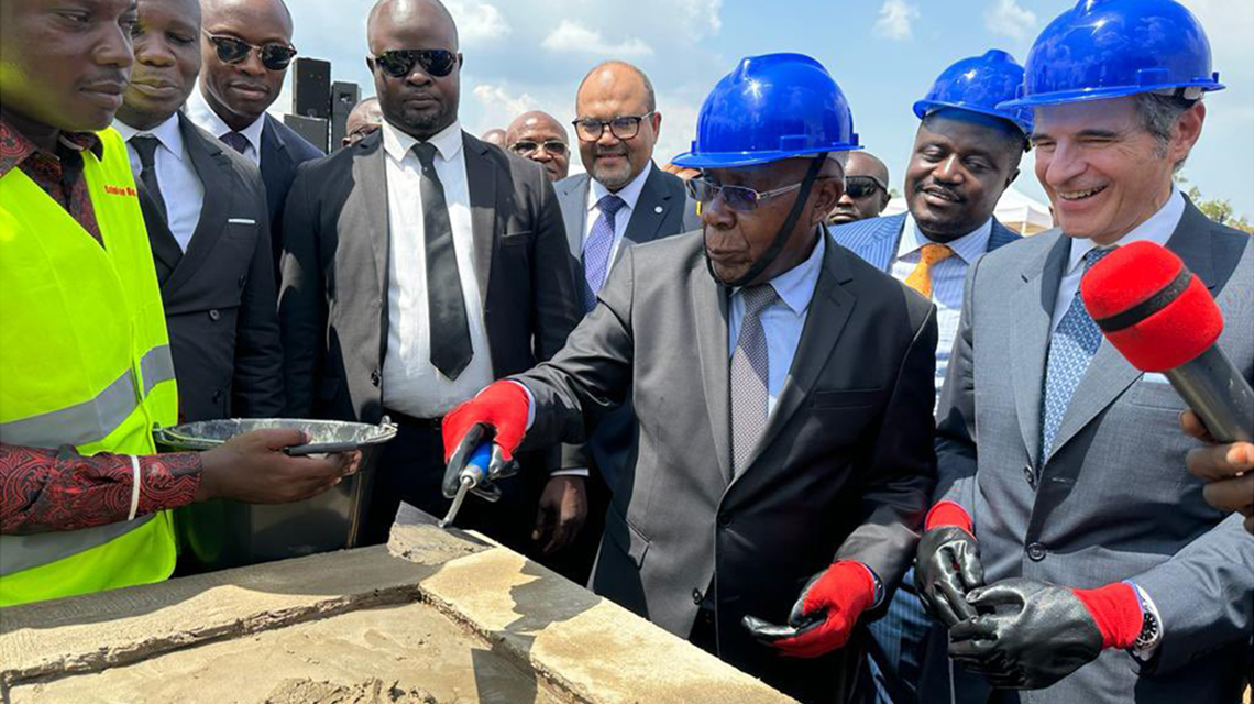 IAEA Director General Rafael Mariano Grossi, Minister of Scientific Research Gilbert Kabanda Kurhenga and the Minister of Higher and University Education Muhindo Nzangi Butondo.?