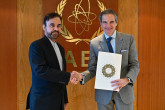 The new Resident Representative of the Islamic Republic of Iran to the IAEA, HE Mr. Reza Najafi, presented his credentials to IAEA Director General Rafael Mariano Grossi, at the Agency headquarters in Vienna, Austria. 14 April 2025