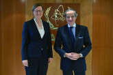 Rafael Mariano Grossi, IAEA Director-General, met with Katharina Stasch, new Director for International Order, Arms Control and the United Nations, Federal Foreign Office Berlin, during his official visit to the Agency headquarters in Vienna, Austria. 21 February 2025.