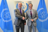 Rafael Mariano Grossi, IAEA Director-General, met with Oleh Korikov, State Nuclear Regulatory Inspectorate of Ukraine (SNRIU), during his official visit to the Agency headquarters in Vienna, Austria. 26 March 2025.