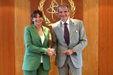 Rafael Mariano Grossi, IAEA Director-General, met with Ana Maria Hidalgo, Mayor of Paris, during her official visit to the Agency headquarters in Vienna, Austria. 29 August 2025.