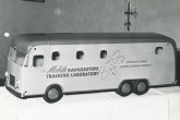 A model of one of the two self-contained mobile radioisotope laboratories donated to the IAEA by the USA. The laboratories were specially designed by the Oak Ridge Institute of Nuclear Studies to provide the means for basic training in radioisotope techniques at a cost of $85,000 for both. 1958. Please credit IAEA