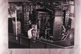 The discharge tube had an inside diameter of 78 cm, a toroidal magnetic field of 5 Tesla and a discharge current of 0.8 million amperes. 
(IAEA Archives/Credit: Rosatom State Nuclear Energy Corporation, Russia)