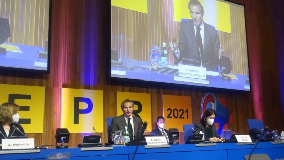 IAEA Director General Rafael Mariano Grossi emphasizes the need for international cooperation in preparing for, and responding to, nuclear emergencies at the EPR 2021 Conference. Photo: M. Kasper/IAEA